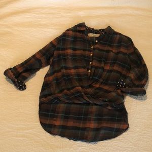 Isabella Sinclair Draped Flannel Shirt